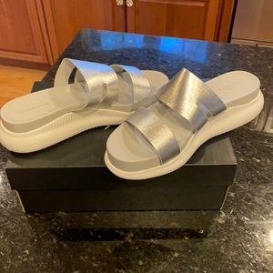 Cole Haan Zero Grand Soft Silver Slides. New in box!